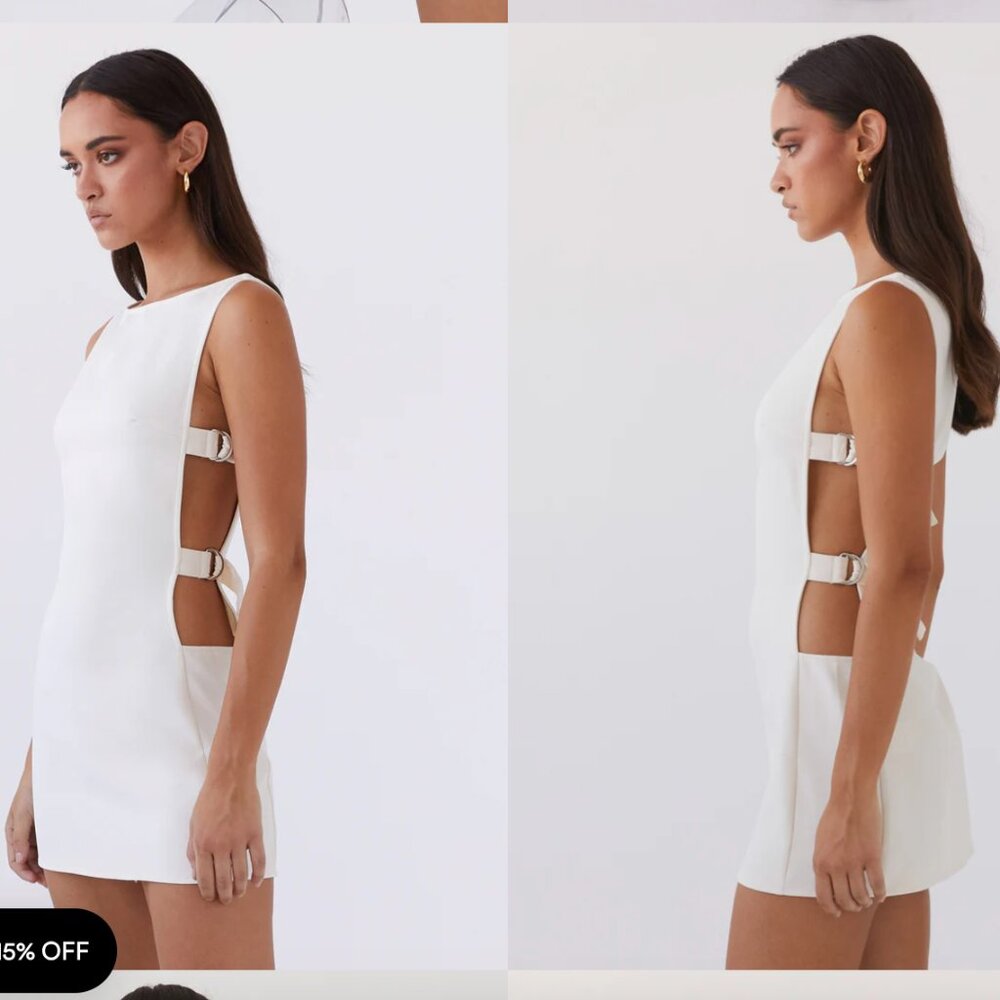 Peppermayo Exclusive - Cherish You Buckle Mini Dress - Ivory